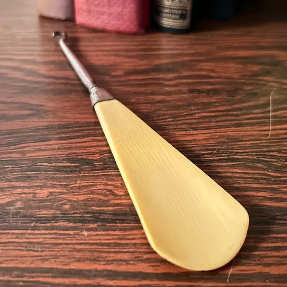 Antique Faux Ivory Vintage Victorian Shoehorn and Button Hook Made in England